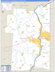 Weirton-Steubenville Metro Area Wall Map Basic Style 2026